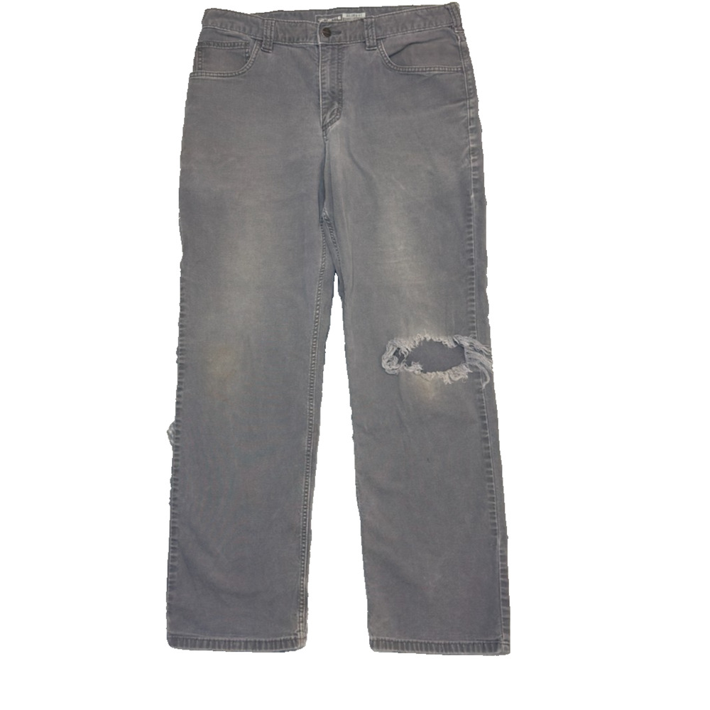 Thrashed Carhartt Rugged Flex Double Knee Carpenter Pants Gray 34x30 Workwear